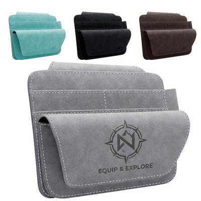Suede Sun Visor Organizer & Glasses Holder