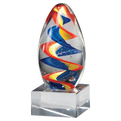 Colorful Egg Shaped Art Glass on Base - AGAR89