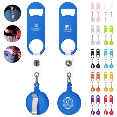 Beer Bottle Opener With Retractable Badge Reel