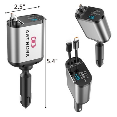 4" 1 Retractable Fast Car Phone Charger