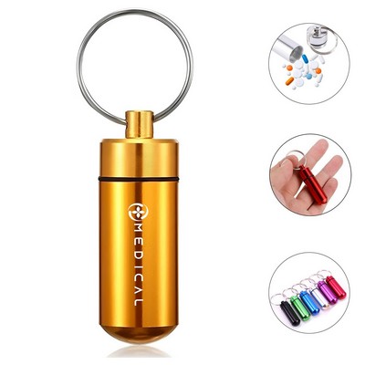 Aluminum Alloy Waterproof Pill Case Portable Keychain Container for Outdoor Travel