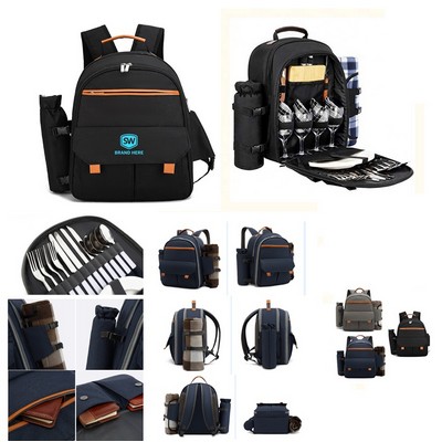Outdoor Picnic Backpack Set With Cutlery