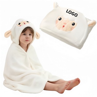 Soft Hooded Baby Bath Towel Coral Fleece Wrap Warm