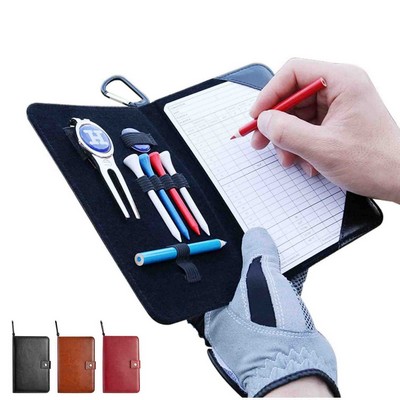 Golf Scorecard Holder Yardage Book Cover in Genuine Leather