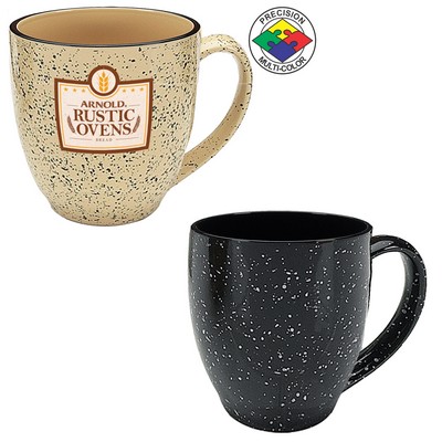 14.5 Oz. Black Speckled Bistro Mug - Dishwasher Safe - Precision Spot Color