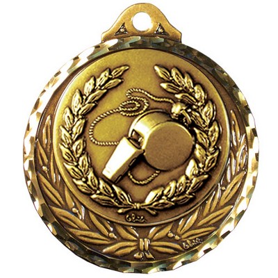 Stock Diamond Struck Medal (Whistle) 2 3/4"
