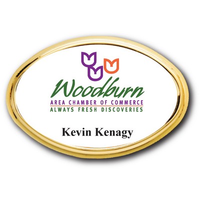 Name Badge - White insert in Gold Frame (1.9375" x 2.75")