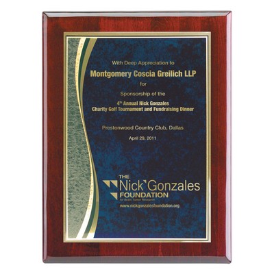 Plaque - 8"x10" Piano Wood Finish Wall Plaque with 6"x8" Blue Wave Marble Plate