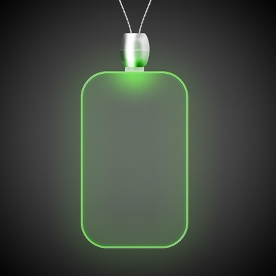 24" Green Dog Tag Light-Up Pendant Necklace(Pad Printed)