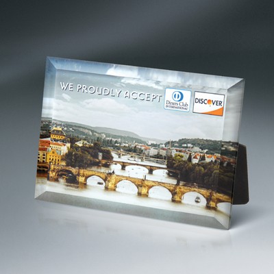 Beveled Custom Digi-Color Glass Plaque with Easel (3 1/2" x 5 1/2")