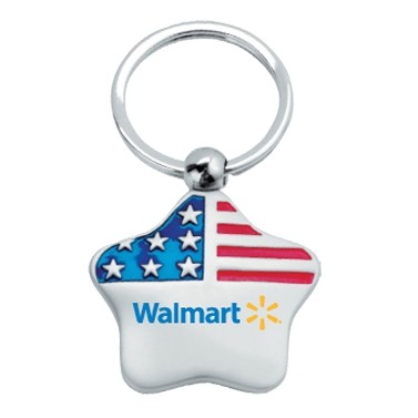 American Flag Curved Star Metal Keychain