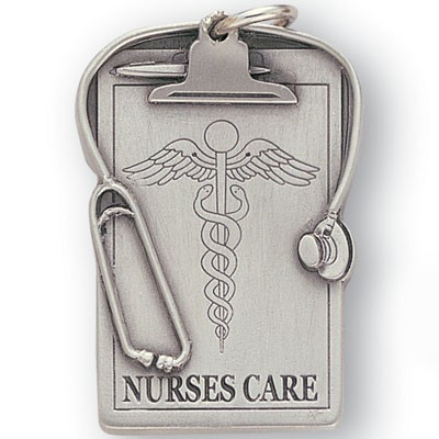 Nurses Care Pewter Silver Key Chain