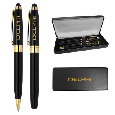 Brass Roller Ball and Ballpoint Stylus Pen Box Set