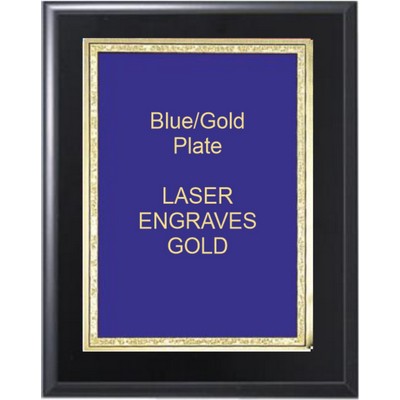 Black Matte Plaque 6" x 8" - Blue/Gold 4" x 6" Florentine Plate