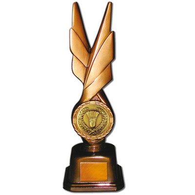Stock Phoenix 12" Trophy with 2" Badminton Coin and Engraving Plate