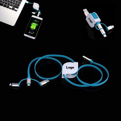 3 In 1 Retractable USB Charging Cable Data Cable