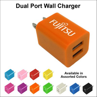 Dual USB 2 Port Wall Charger Orange No Extra Tariff