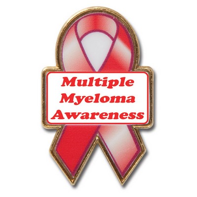 Printed Awareness Ribbon w/ Text Box Lapel Pins (Made in the U.S.A.)
