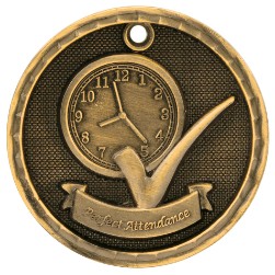 2" Antique Finish 3D Perfect Attendance Medal