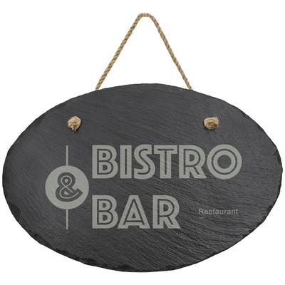 11¾" x 7¾" Oval Slate Decor with Hanger String