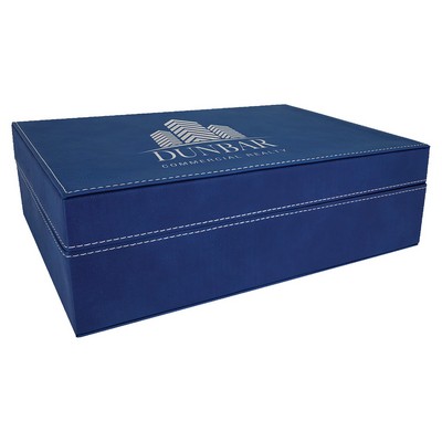 Engraved Faux Leather Gift Box, Blue, 12 1/4"(L) x 8 1/4"(W) x 3 3/4"(H)