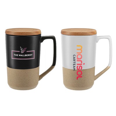 Wood Lid Horizon 15 oz. Ceramic Mug