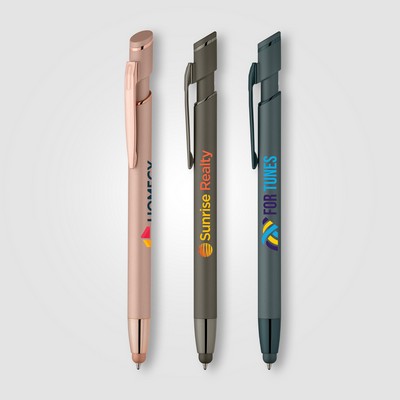 Pacific Softy Monochrome Metallic Pen w/ Stylus - Full-Color Inkjet