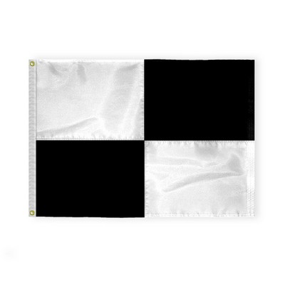 2.5'x3.3' 1ply Nylon Black and White Beach Safety Flag with Grommets – Sewn
