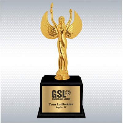 12 3/4" Gold Metal Female Victory on Matte Black Finish Base Trophy