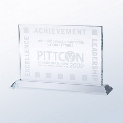 Starfire Clear Glass Horizontal Rectangle Award w/Base - Medium