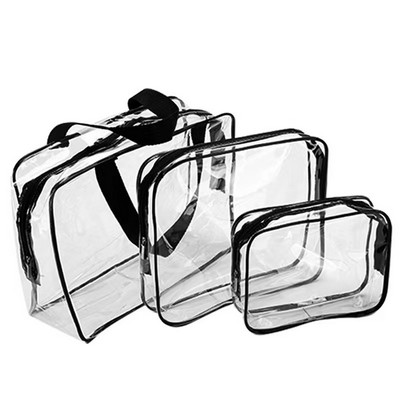 3Pcs Set PVC Waterproof Clear Cosmetic Makeup Storage Bags