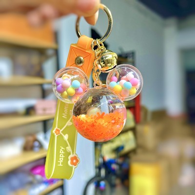 Orange Mickey Head keychain with beaded beads