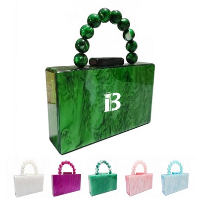 Acrylic Pearl Chain Marbling Handbag