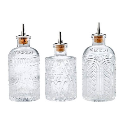 6.8oz. Glass Bitters Bottle Retro Design Trio