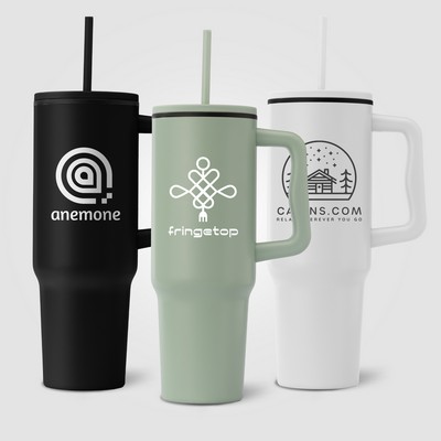 Polar Stainless Steel Double-Wall Straw Tumbler - 40 oz. - Silkscreen