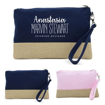 Jute Canvas Pouch with Zip