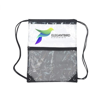 ClearPass Drawstring Bag w/ Zipper Front Pocket