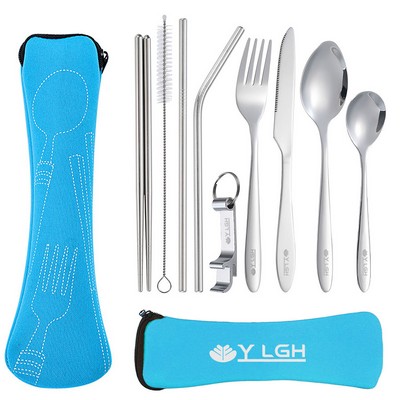 9 Pieces Cutlery Set with Zipper Pouch
