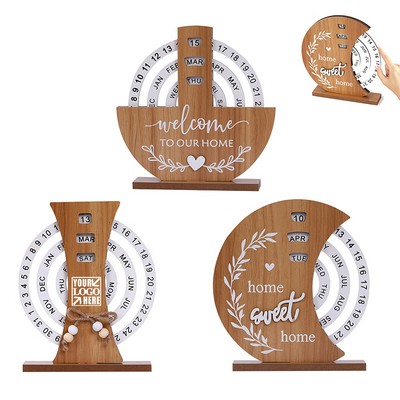 Wooden Calendar Tabletop Ornament