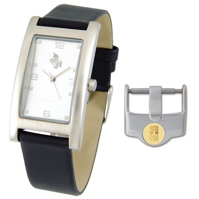Ladies' Black Wristwatch W/ gold Medallion