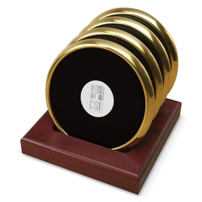 Set of Four Black/Gold Coasters