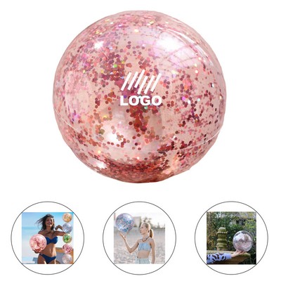 24'' Inflatable Transparent Sequin Beach Ball