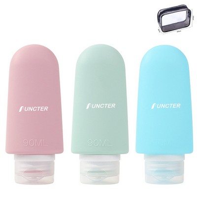3 Pack Travel Bottles for Toiletries, 3oz Portable Refillable Traveling Size Liquid Containers