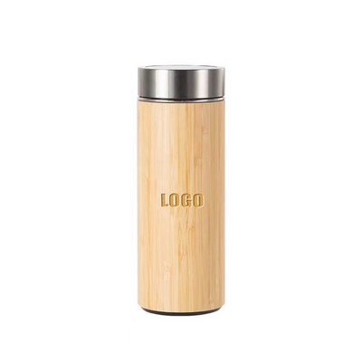 350ml Bamboo Encased Stainless Steel Coffee Mug with Double Wall Insulation