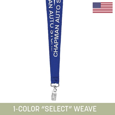 3/4" Woven Lanyard w/ Swivel Bulldog Clip - "Select" Weave