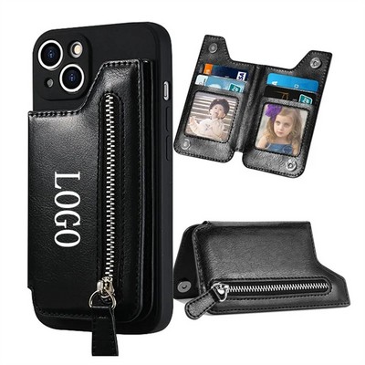 Flip Leather Zipper Wallet Sleeve Pouch