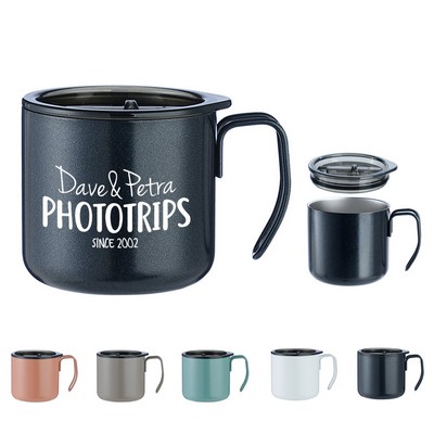 12oz Stainless Steel Coffee Mug with Handle and Lid