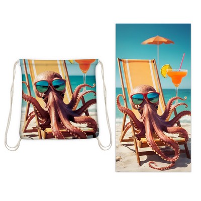 2 in 1 Drawstring Beach Towel Backpack 32 x 63 Inch