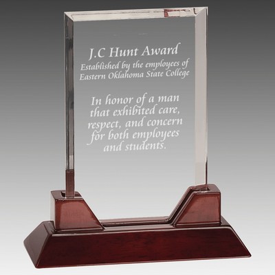 9.75" Rectangle Acrylic with Rosewood Piano Finish Base