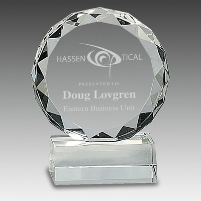 5.25" Round Facet Crystal on Clear Pedestal Base